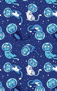 Preview wallpaper cats, astronauts, space suit, pattern