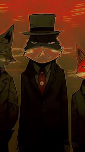 Preview wallpaper cats, costumes, art, dark