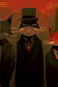 Preview wallpaper cats, costumes, art, dark