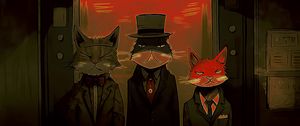 Preview wallpaper cats, costumes, art, dark