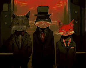 Preview wallpaper cats, costumes, art, dark