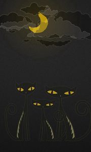 Preview wallpaper cats, drawing, black, yellow, sky