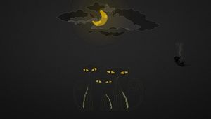 Preview wallpaper cats, drawing, black, yellow, sky