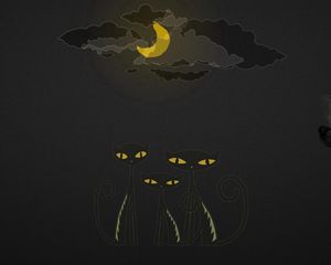 Preview wallpaper cats, drawing, black, yellow, sky