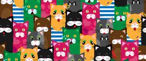 Preview wallpaper cats, funny, colorful, pattern, texture