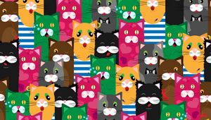 Preview wallpaper cats, funny, colorful, pattern, texture