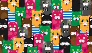 Preview wallpaper cats, funny, colorful, pattern, texture