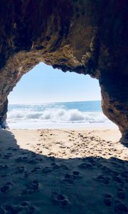 Preview wallpaper cave, arch, beach, sea, sand