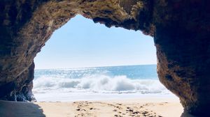 Preview wallpaper cave, arch, beach, sea, sand