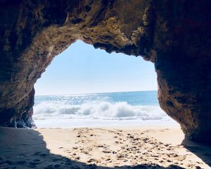 Preview wallpaper cave, arch, beach, sea, sand