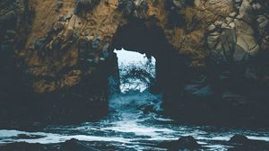 Preview wallpaper cave, arch, rocks, sea, stones