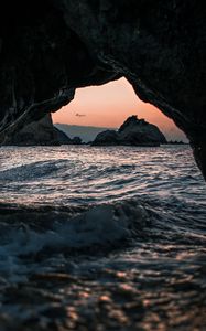 Preview wallpaper cave, arch, rocks, sea, stony