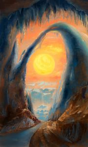 Preview wallpaper cave, arch, sun, canvas, paint, art