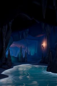 Preview wallpaper cave, art, water, dark
