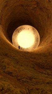 Preview wallpaper cave, ball, silhouette, glow, 3d