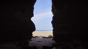 Preview wallpaper cave, beach, sea, view, nature