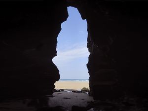 Preview wallpaper cave, beach, sea, view, nature