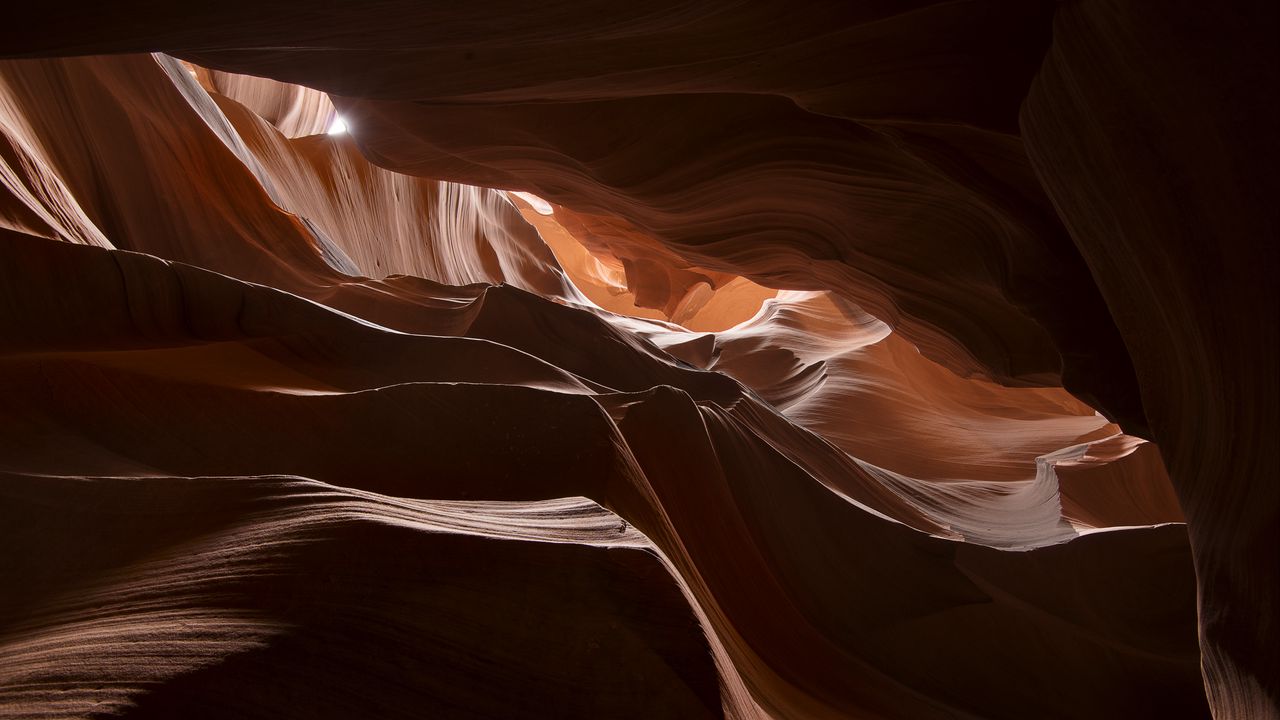 Wallpaper cave, canyon, shadows, light, relief