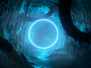 Preview wallpaper cave, circle, glow, bright, 3d