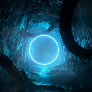 Preview wallpaper cave, circle, glow, bright, 3d