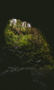 Preview wallpaper cave, dark, rock, stairs, nature