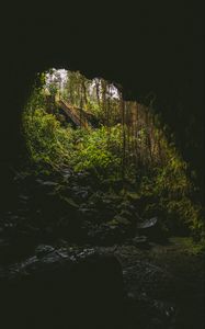 Preview wallpaper cave, dark, rock, stairs, nature