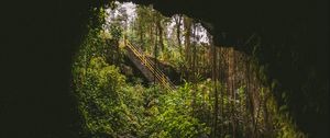 Preview wallpaper cave, dark, rock, stairs, nature