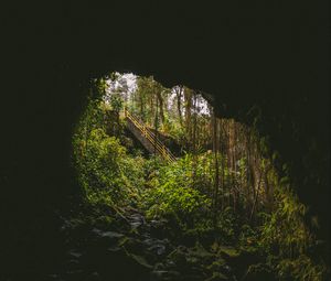 Preview wallpaper cave, dark, rock, stairs, nature