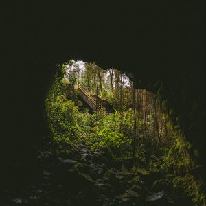 Preview wallpaper cave, dark, rock, stairs, nature