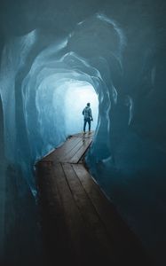 Preview wallpaper cave, glacier, rhone glacier, obergs, switzerland