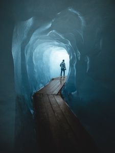 Preview wallpaper cave, glacier, rhone glacier, obergs, switzerland