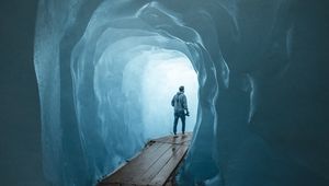 Preview wallpaper cave, glacier, rhone glacier, obergs, switzerland