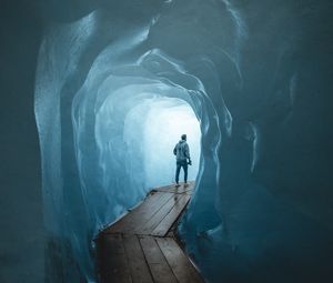 Preview wallpaper cave, glacier, rhone glacier, obergs, switzerland