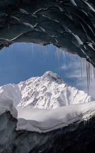 Preview wallpaper cave, glacier, snow, mountain