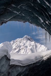 Preview wallpaper cave, glacier, snow, mountain