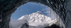 Preview wallpaper cave, glacier, snow, mountain