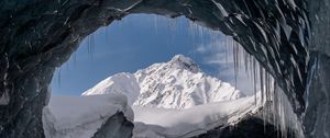 Preview wallpaper cave, glacier, snow, mountain