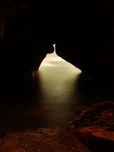 Preview wallpaper cave, gorge, water, light, dark