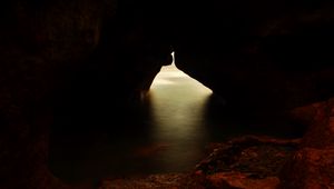 Preview wallpaper cave, gorge, water, light, dark