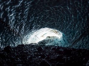 Preview wallpaper cave, ice, glacier, relief