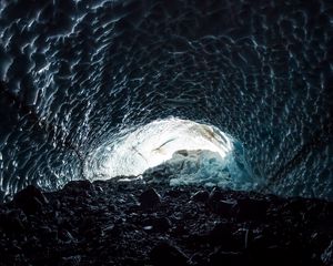 Preview wallpaper cave, ice, glacier, relief