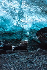 Preview wallpaper cave, ice, ice floe, stones