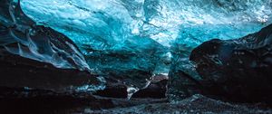 Preview wallpaper cave, ice, ice floe, stones