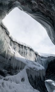 Preview wallpaper cave, ice, icicles, snow