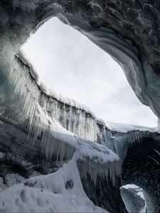 Preview wallpaper cave, ice, icicles, snow