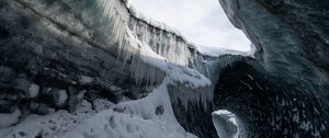 Preview wallpaper cave, ice, icicles, snow