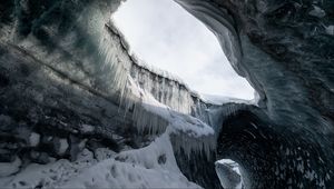 Preview wallpaper cave, ice, icicles, snow