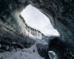 Preview wallpaper cave, ice, icicles, snow