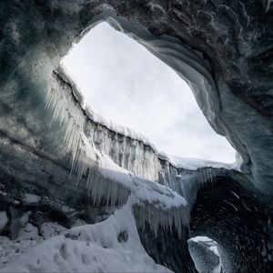 Preview wallpaper cave, ice, icicles, snow
