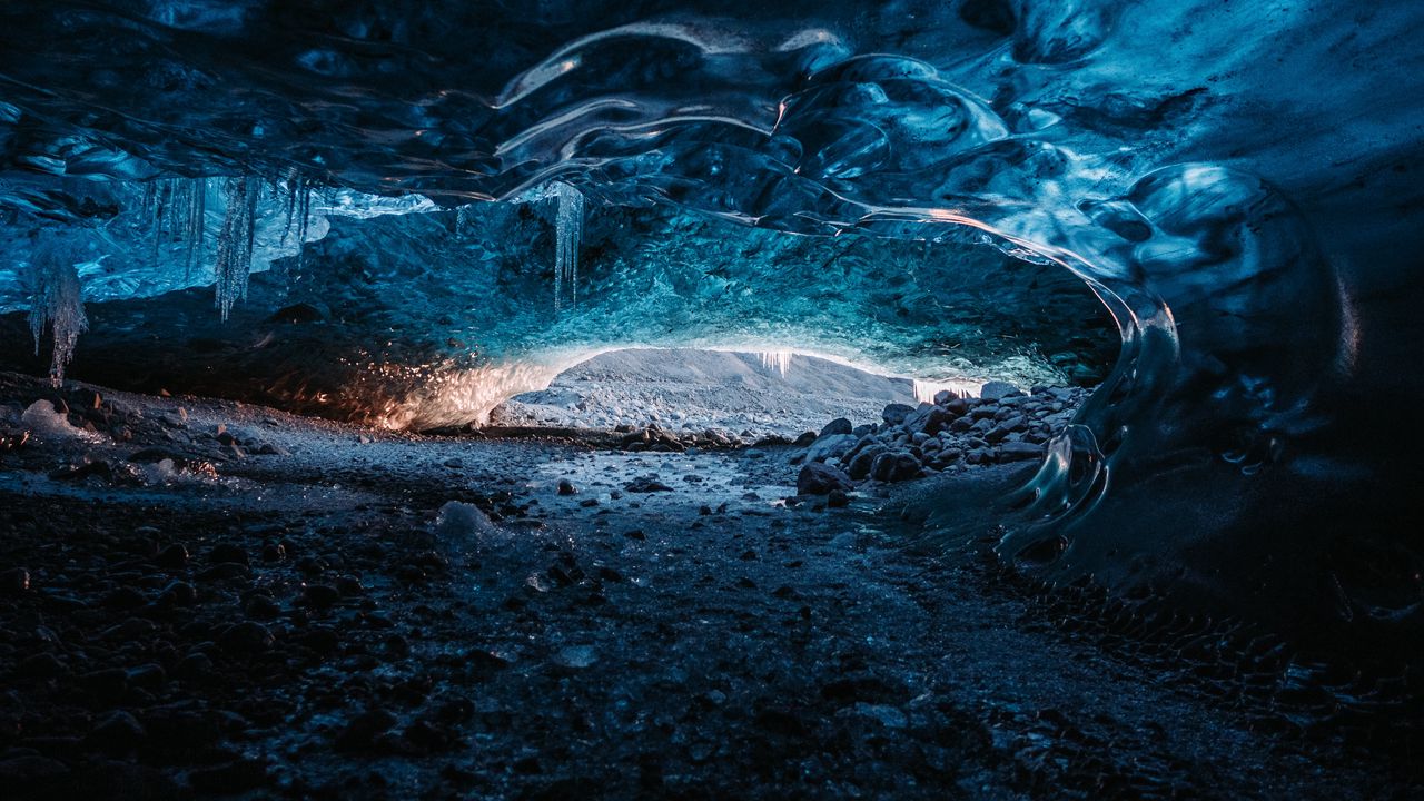 Wallpaper cave, ice, stones, frozen, glacier